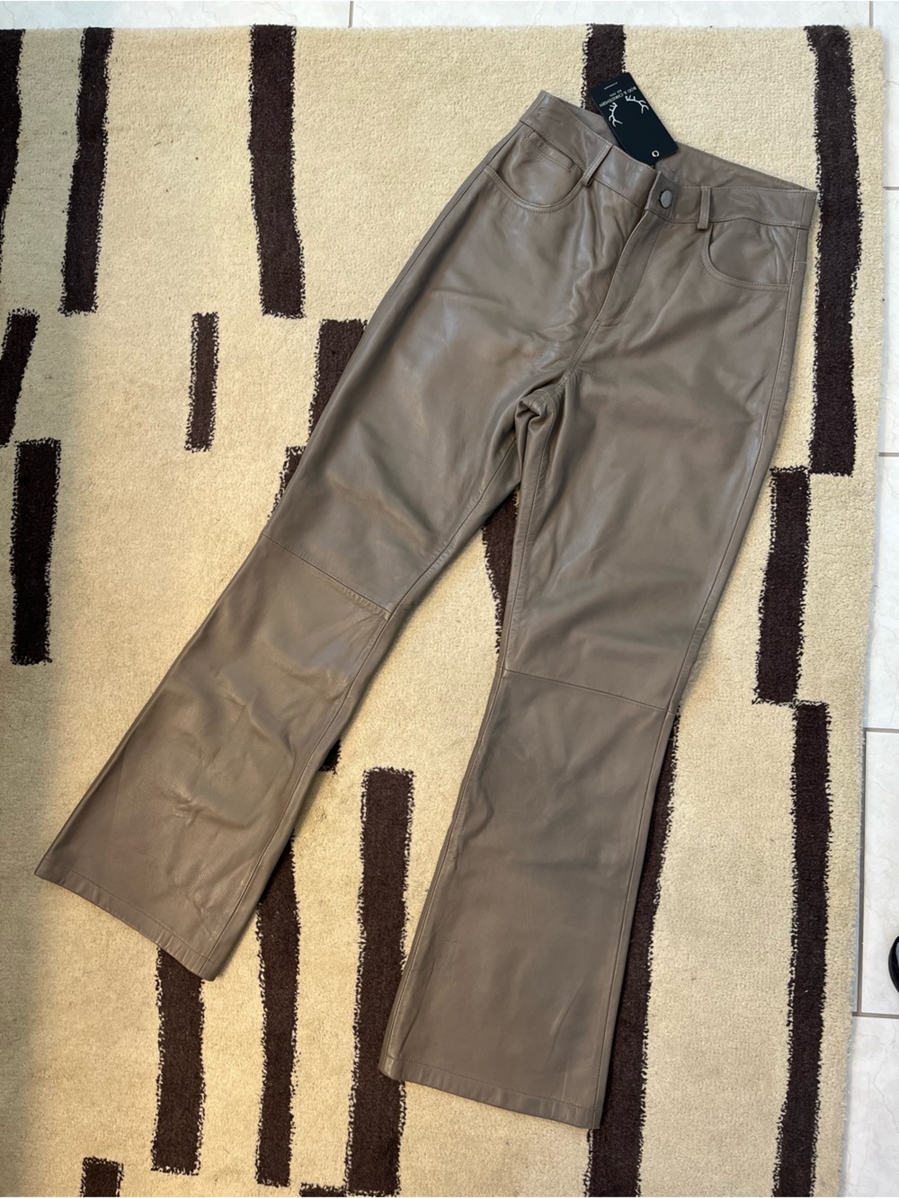NWT Bod & Christensen Genuine Leather Le Flair Taupe Pants 4
